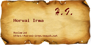 Horvai Irma névjegykártya